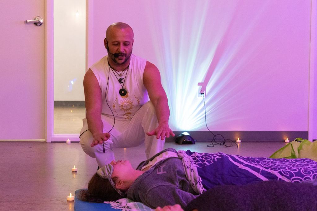Candlelit energy healing session